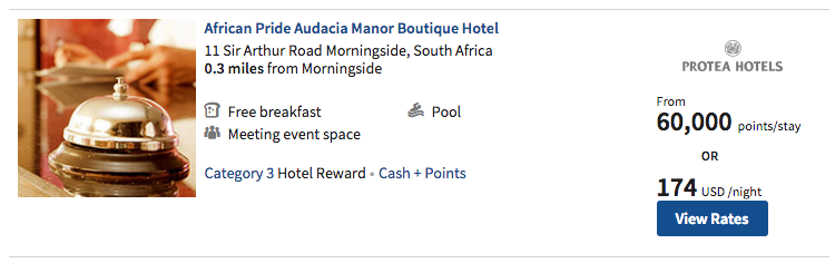 A five night stay costs 60,000 points instead of 75,000.