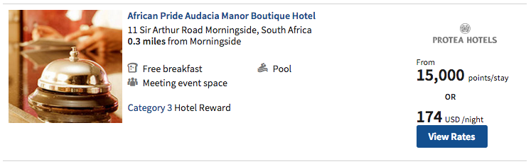 A one-night, non-refundable redemption would cost you $174/night or 15,000 points.