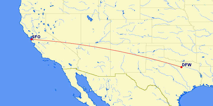 SFO-DFW is 1464 each way