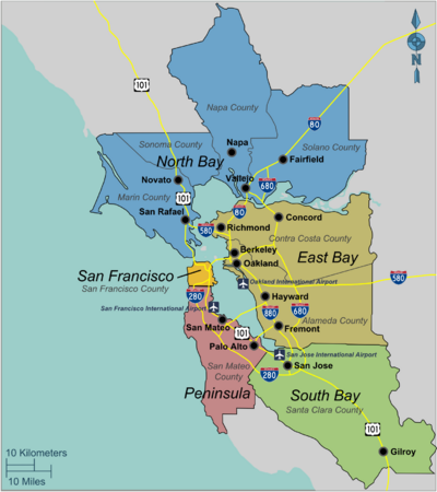 Regions of the Bay Area. Courtesy of http://www.tracyrealestatetoday.com/california-bay-area-map